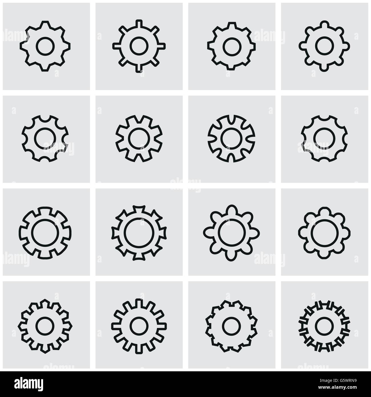 Vector line gear icon set Stock Vector Image & Art - Alamy