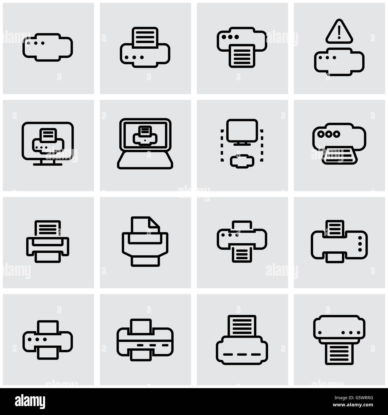 Vector line printer icon set Stock Vector Image & Art - Alamy