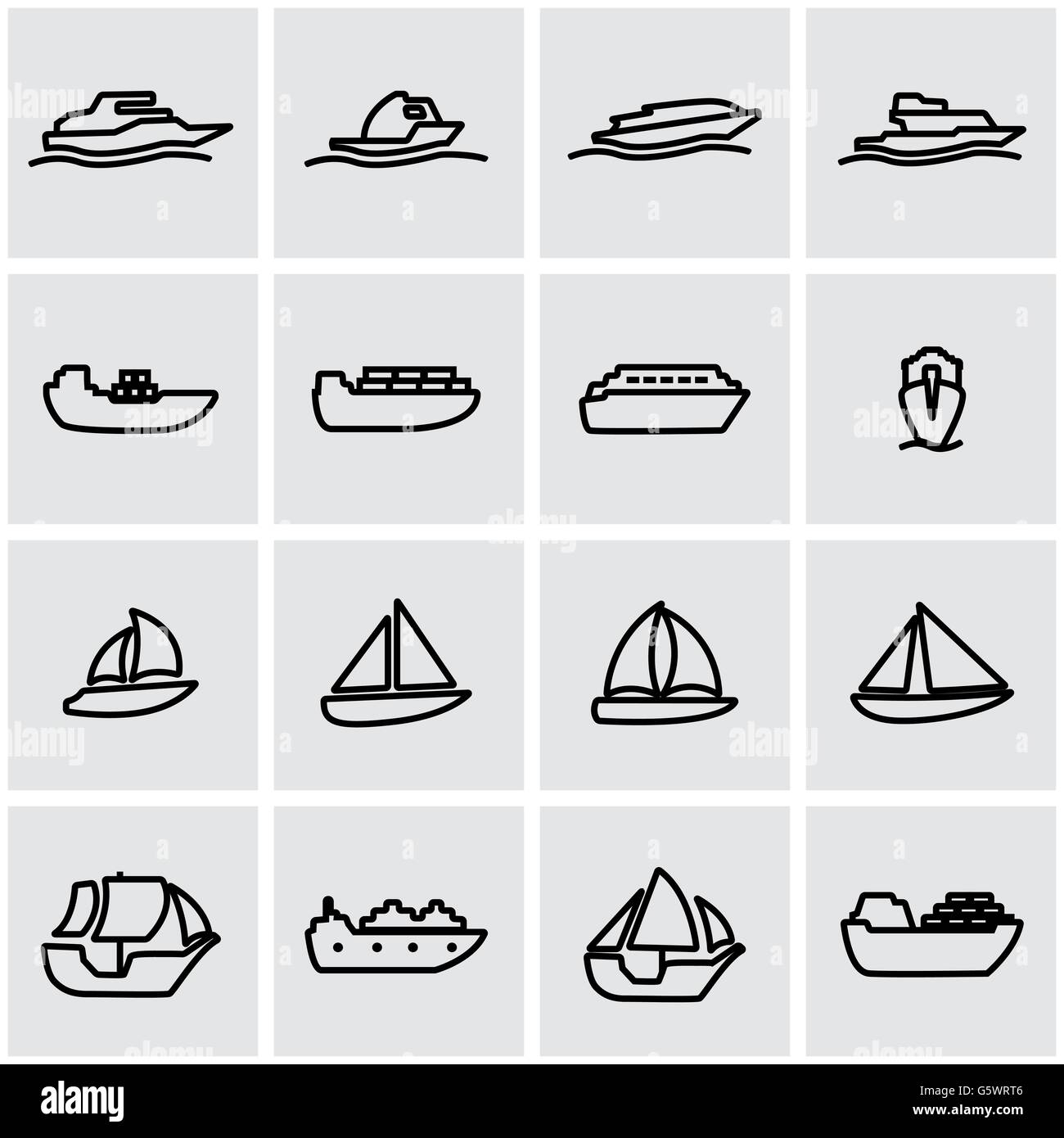Vector line ship and boat icon set Stock Vector Image & Art - Alamy