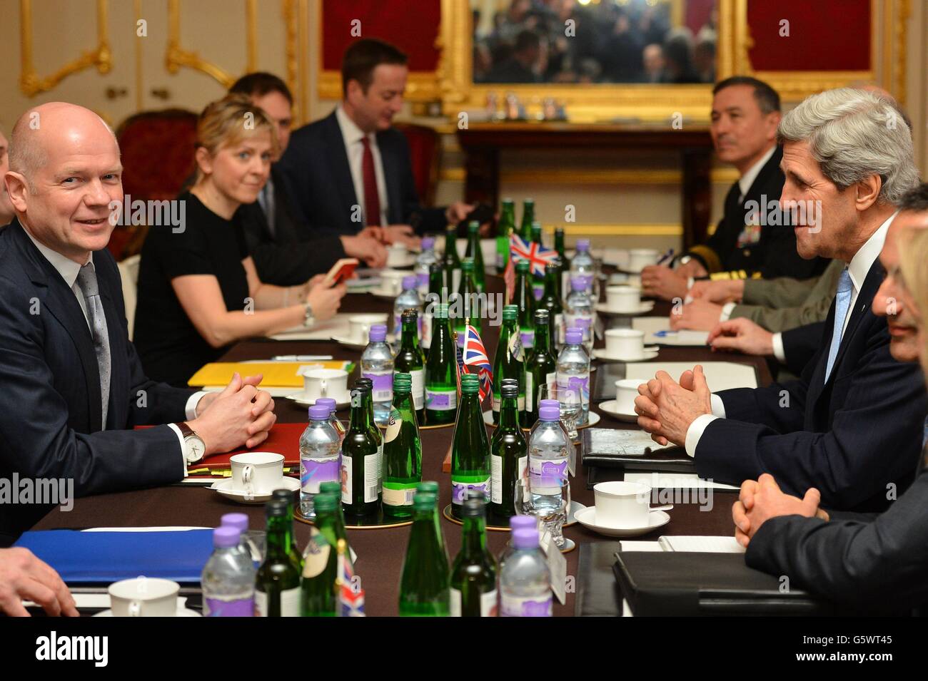 US Secretary of State John Kerry and Foreign Secretary William Hague attend a meeting in Lancaster House, central London. Stock Photo