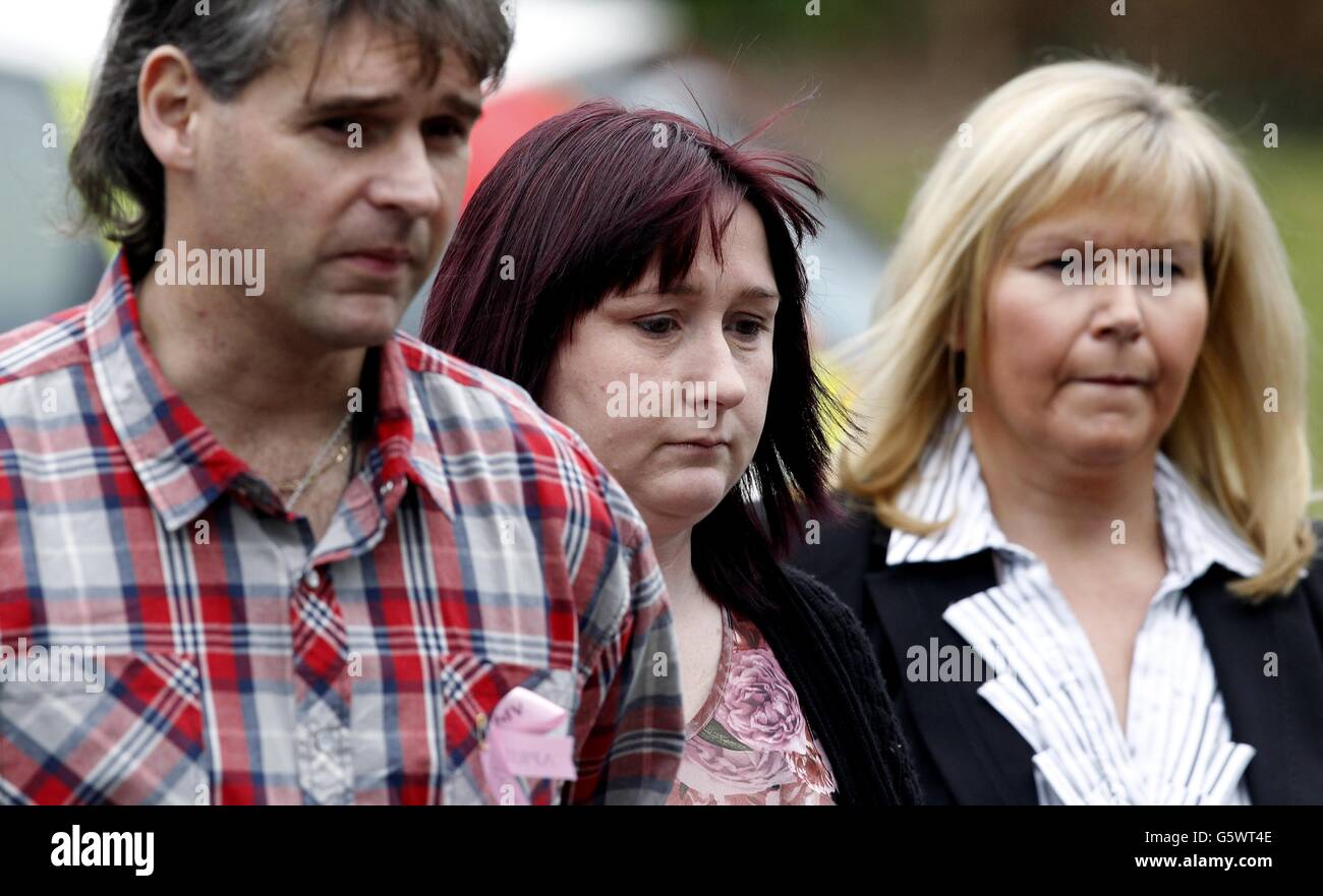 Paul and Coral Jones parents April Jones arrive at Mold Crown Court, for the the trial of Mark Bridger, accused of the murder of April, 5 from Macynllth, Wales. Stock Photo