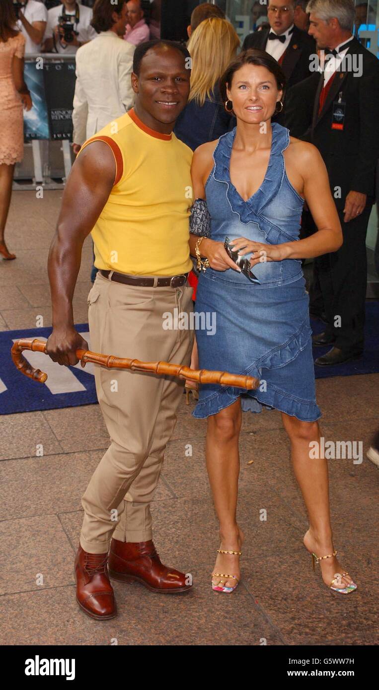 Chris Eubank and his wife Karron arrive for the premiere of Steven Spielberg's 'Minority Report' at the Odeon Leicester Square in London. Stock Photo