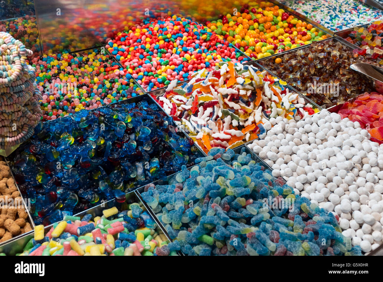 Display of colourful sweets, France Stock Photo