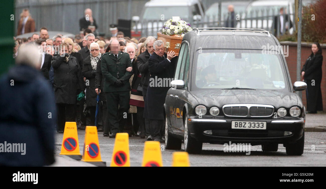 FACE PIXELATED BY AT REQUEST OF THE PSNI. The coffin of Constable ...