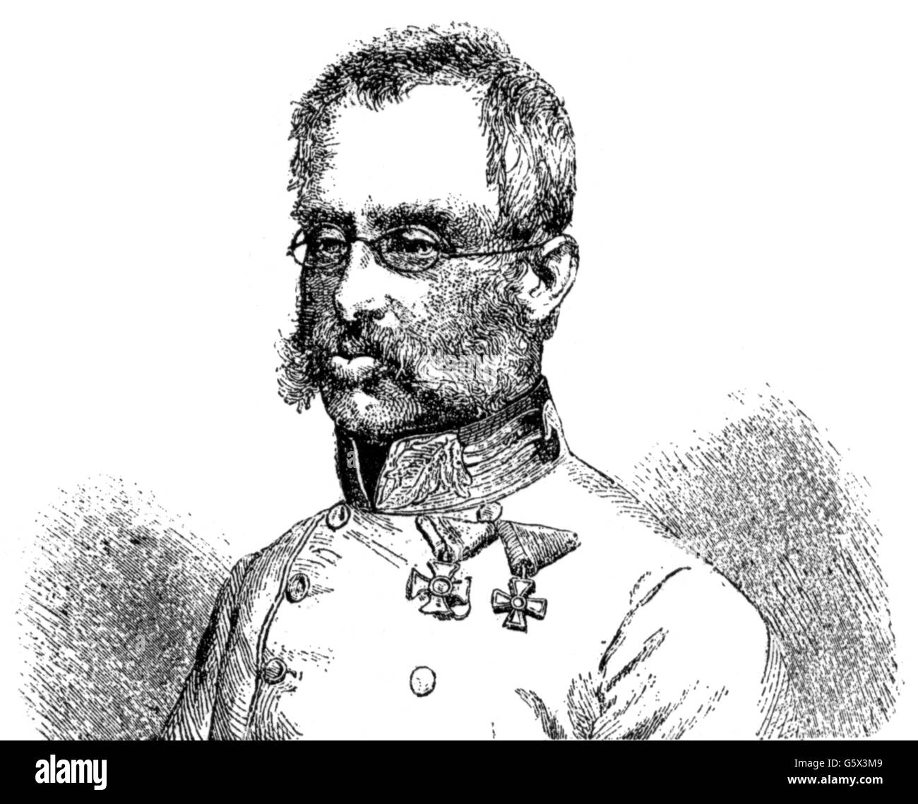 Albrecht, 3.8.1817 - 18.2.1895, Archduke of Austria, Austrian general, commander-in-chief of the Austrian South Army 1866, portrait, wood engraving, 19th century, Stock Photo