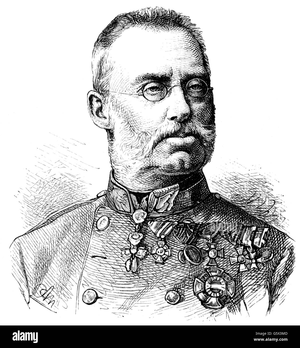 Albrecht, 3.8.1817 - 18.2.1895, Archduke of Austria, Austrian general, inspector general of the Austro-Hungarian Army 1868 - 1895, portrait, wood engraving by Adolf Neumann, 2nd half 19th century, , Stock Photo