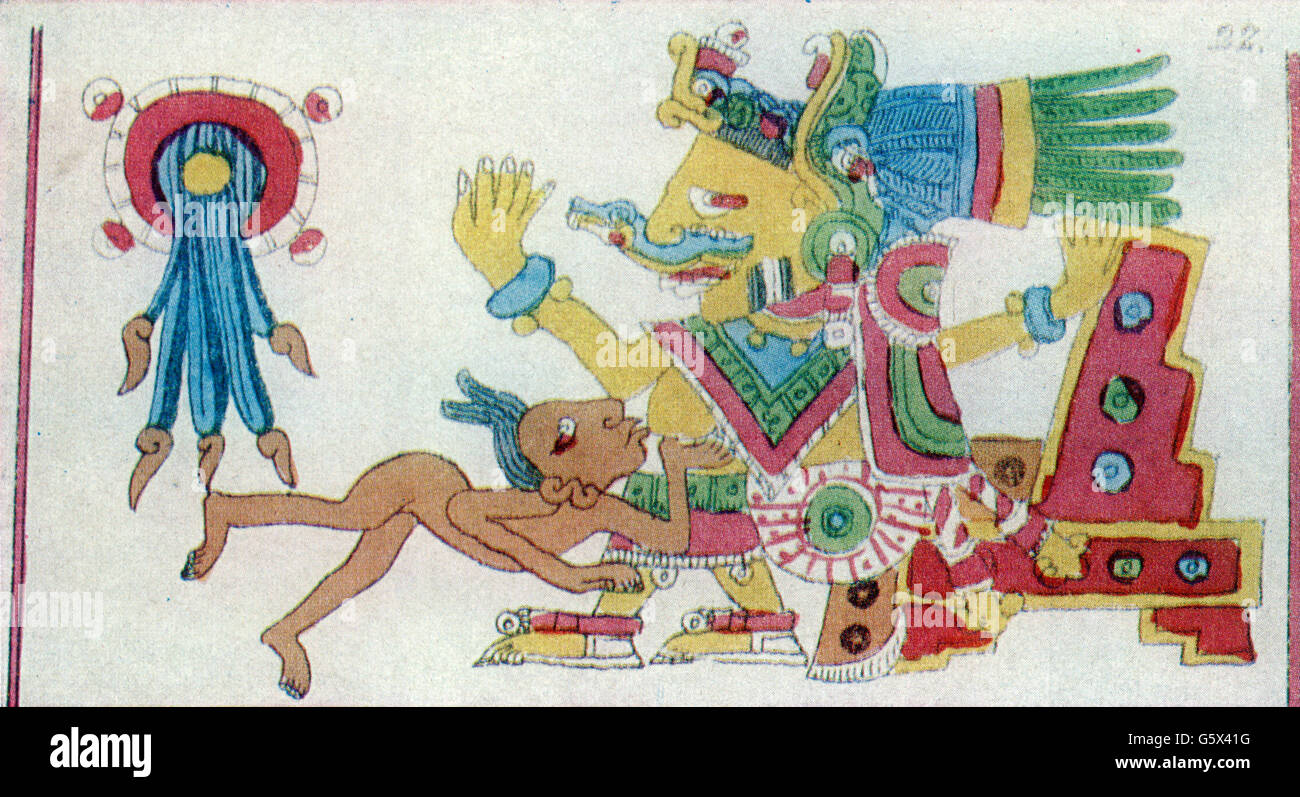 medicine,birth / gynecology,Aztec mother nursing her baby,coloured ...