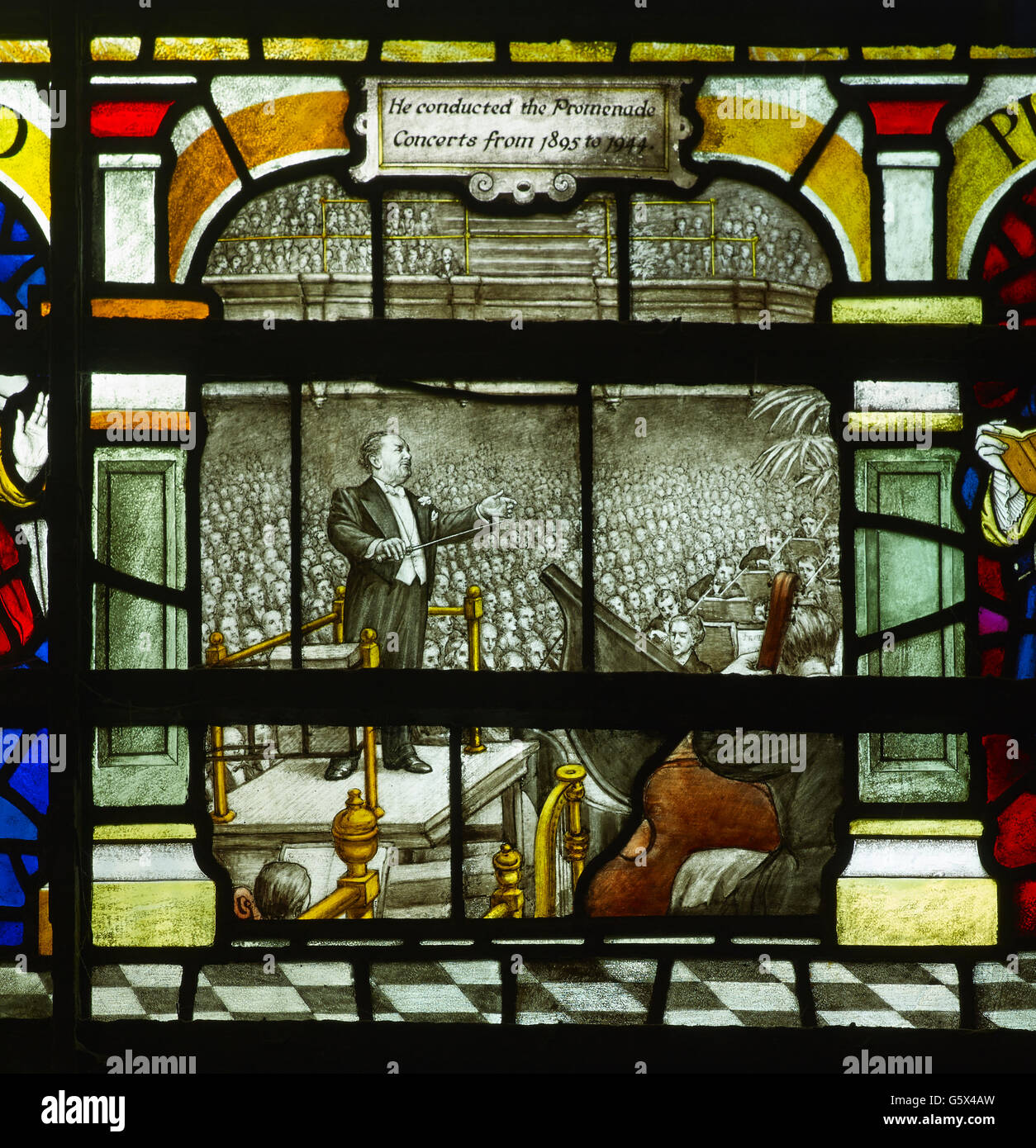 St Sepulchre, church in the City of London;  Henry Wood window Stock Photo