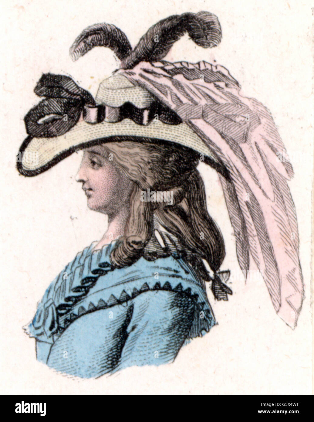 fashion, 18th century, woman with hat, Paris, 1787, Additional-Rights-Clearences-Not Available Stock Photo