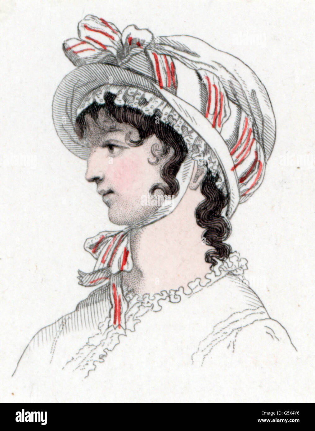 fashion, 19th century, woman with summer hat, 1803, Additional-Rights-Clearences-Not Available Stock Photo