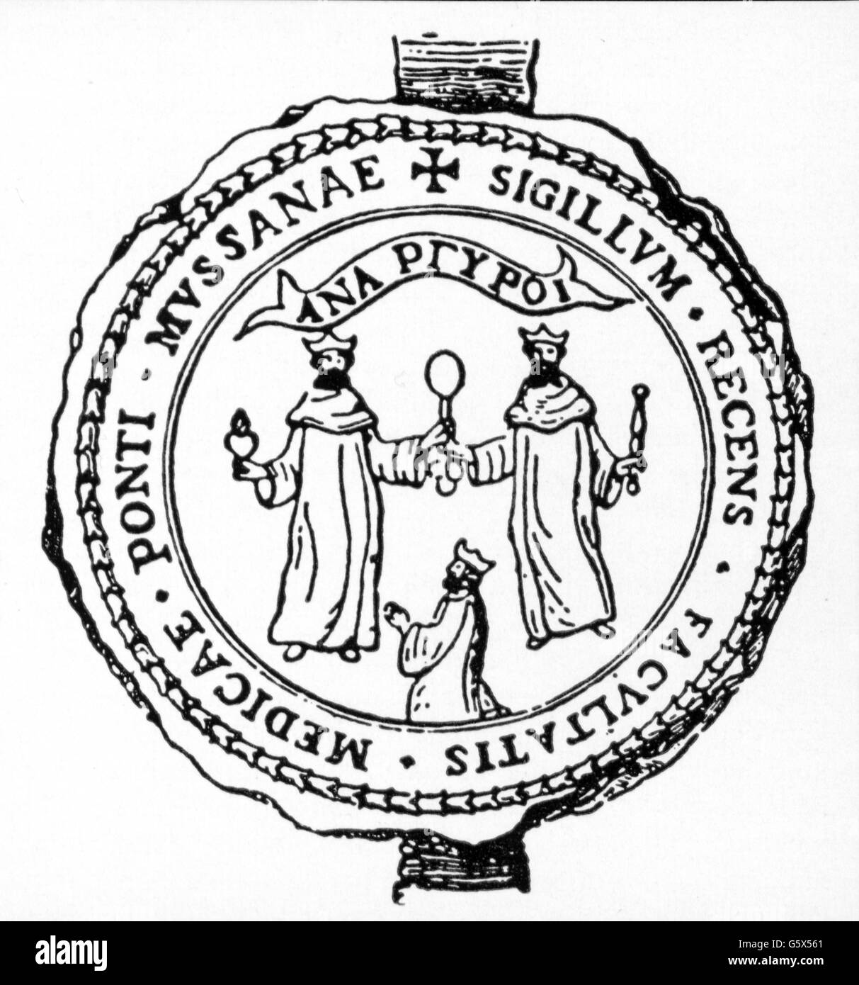 pedagogy, university, seal, medical school, Pont-a-Mousson, 16th century, drawing, 19th century, 19th century, graphic, graphics, France, symbol, symbols, Christianity, religion, religions, Catholicism, Counter-Reformation, Jesuit, Jesuits, inscription, epigraphs, inscriptions, medicine, medicines, Pont - a - Mousson, pedagogy, paedagogy, education, university, universities, faculty, department, faculties, departments, law school, historic, historical, people, Additional-Rights-Clearences-Not Available Stock Photo