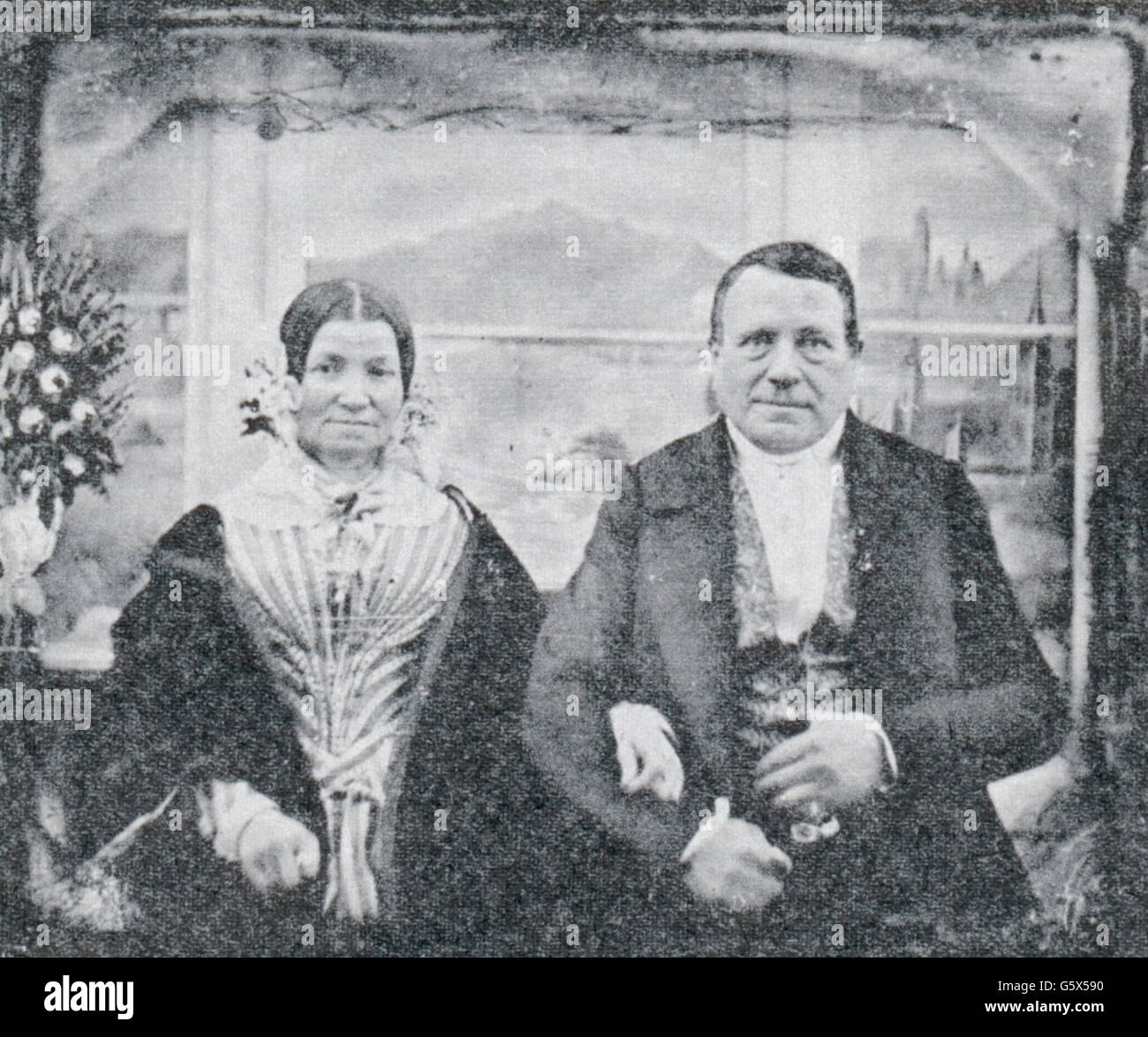 photography, daguerreotype, married couple, by Richard Schulz, Berlin, 1851, Additional-Rights-Clearences-Not Available Stock Photo