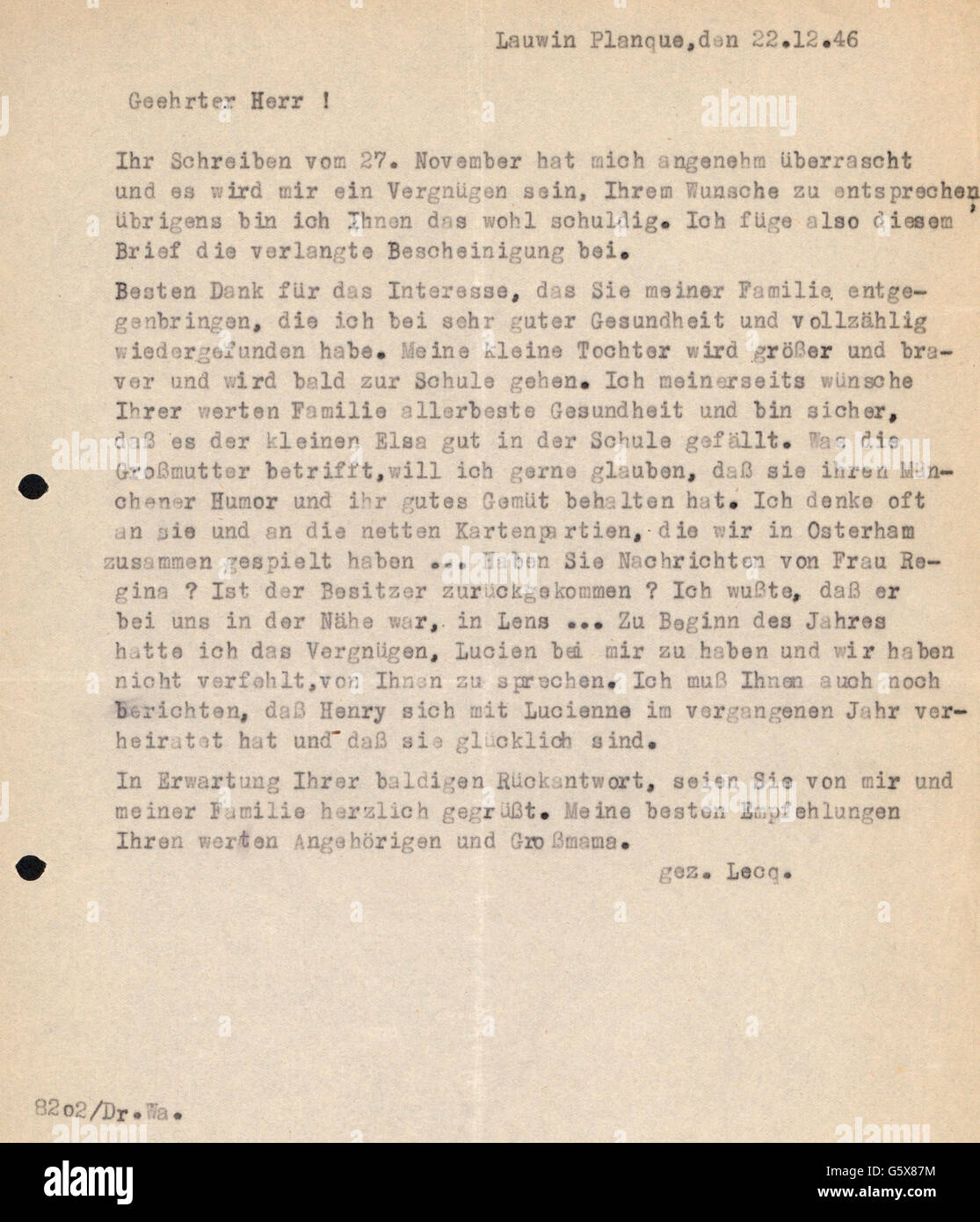post war period, denazification, correspondence, letter of the former