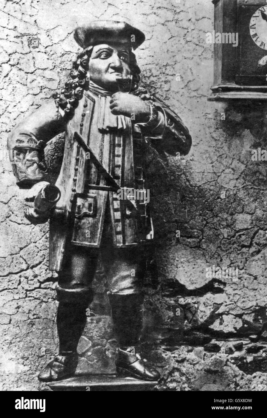 Perkeo, 1702 - 1735, German court dwarf of Prince-Elector Charles II Philip of the Palatinate, full length, statue, tavern 'Perkeo', Heidelberg, 20th century, Artist's Copyright has not to be cleared Stock Photo