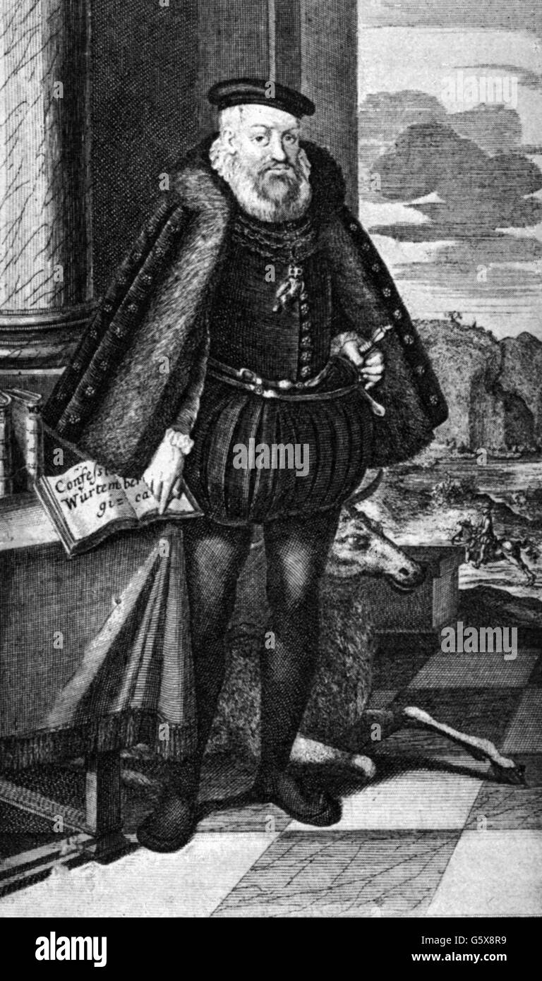 Christoph, 12.5.1515 - 28.12.1568, Duke of Wuerttemberg 6.11.1550 - 28.12.1568, full length, after copper engraving by A. M. Wolffgang, 16th century, Artist's Copyright has not to be cleared Stock Photo