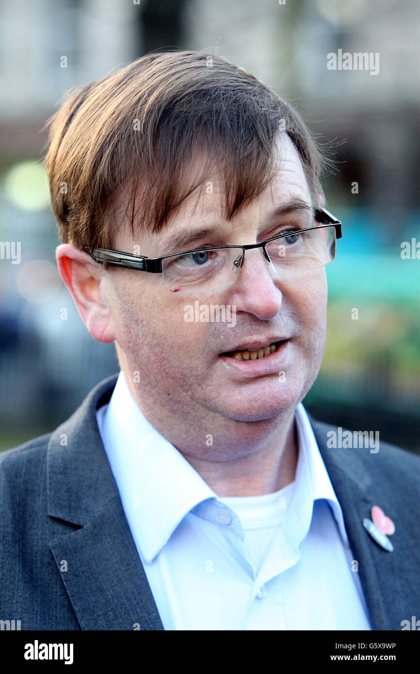 Previously untransmitted picture of Willie Frazer in Belfast dated 09/01/13 as the prominent loyalist campaigner involved in Union flag protests in Northern Ireland has been refused bail after being accused of encouraging or assisting offences. Frazer, 52, faces six charges linked to the ongoing demonstrations. Stock Photo