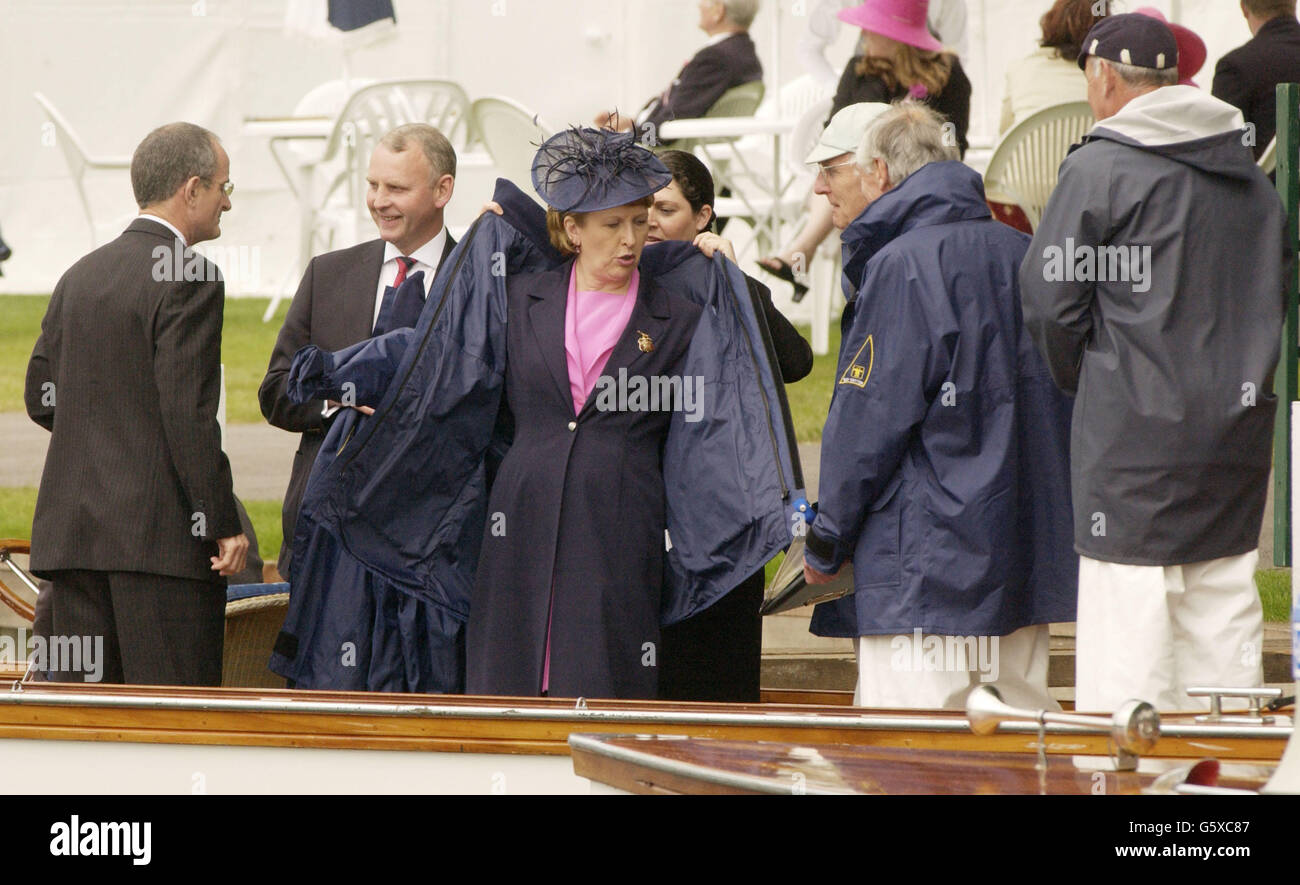 Irish President Mary McAleese aboard a launch at Henley Royal Regatta