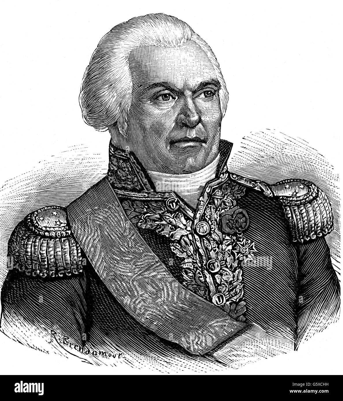 Martin, Pierre, 29.1.1752 - 1820, French admiral, portrait, lithograph by Lemercier, 19th century, Stock Photo
