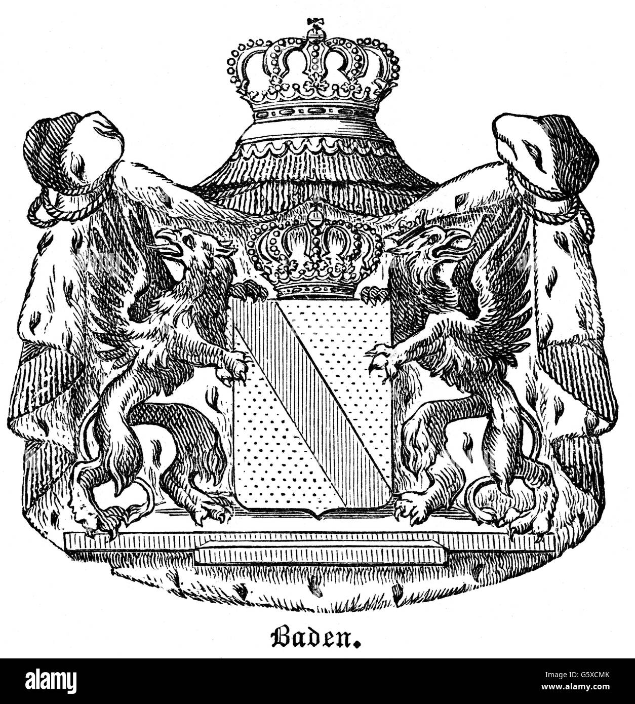 heraldry, coat of arms, Germany, state coat of arms of the Grand Duchy of  Baden, wood engraving, 1872, Additional-Rights-Clearences-Not Available  Stock Photo - Alamy