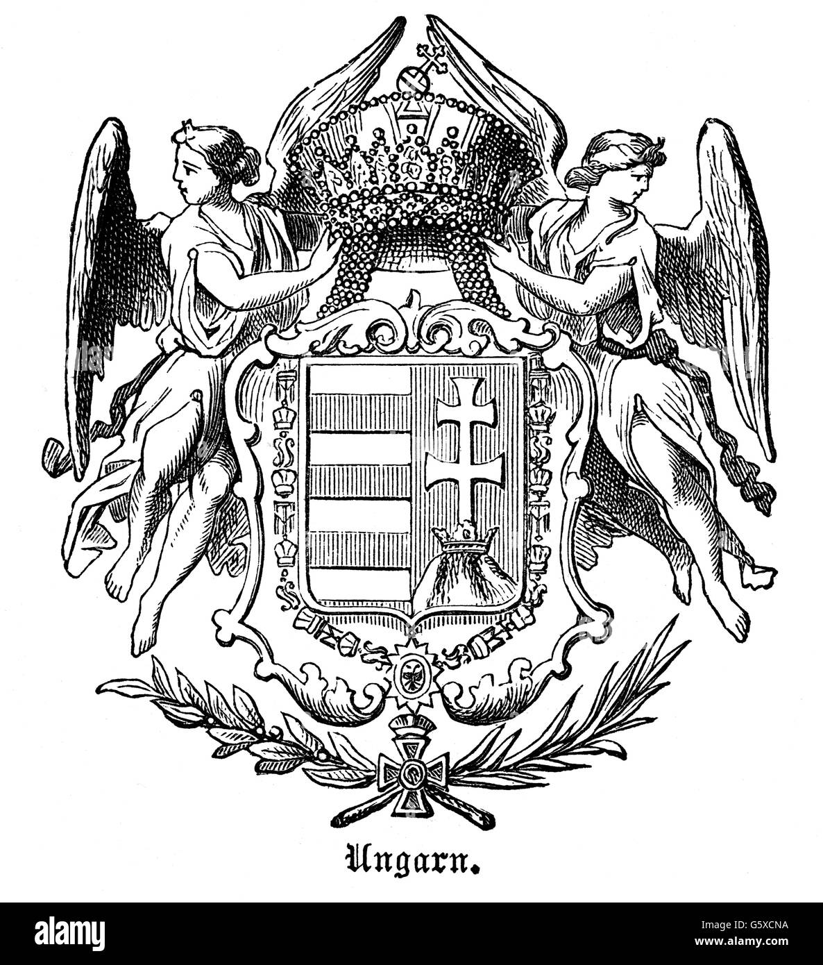heraldry, coat of arms, Hungary, state coat of arms of the Kingdom of  Hungary, wood engraving, 1872, Additional-Rights-Clearences-Not Available  Stock Photo - Alamy