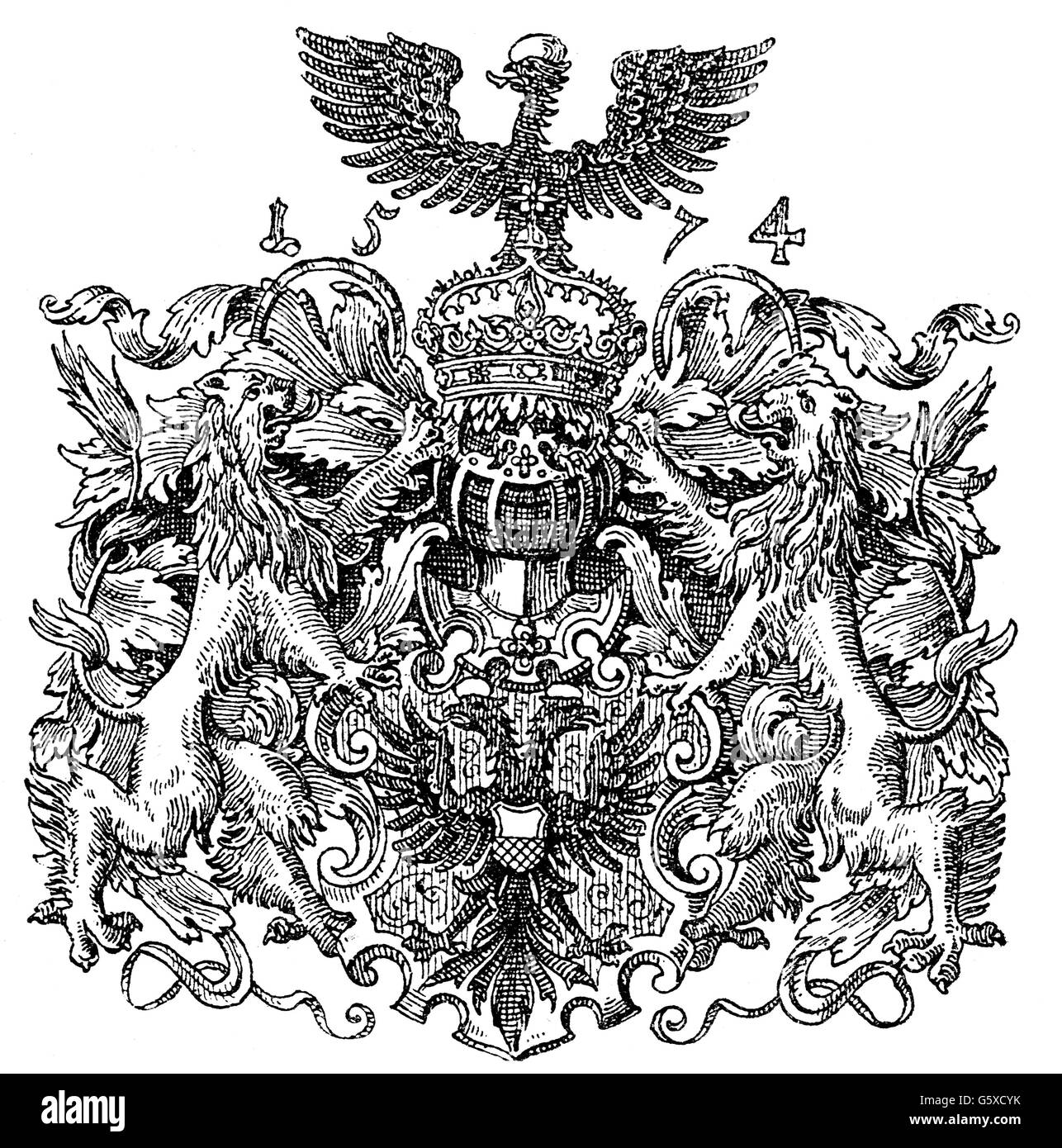 heraldry, coat of arms, Germany, city arms, Lübeck, 1574,  Additional-Rights-Clearences-Not Available Stock Photo - Alamy