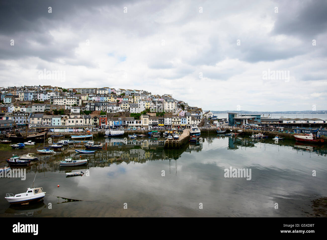 Brixham is a small fishing town and civil parish in the district of Torbay in the county of Devon, in the south-west of England. Stock Photo