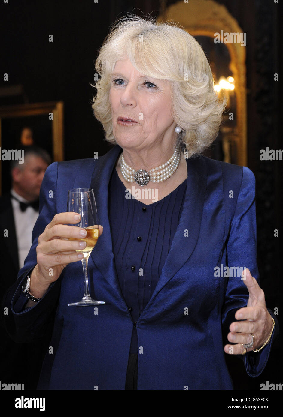 Camilla attends wine industry reception hires stock photography and