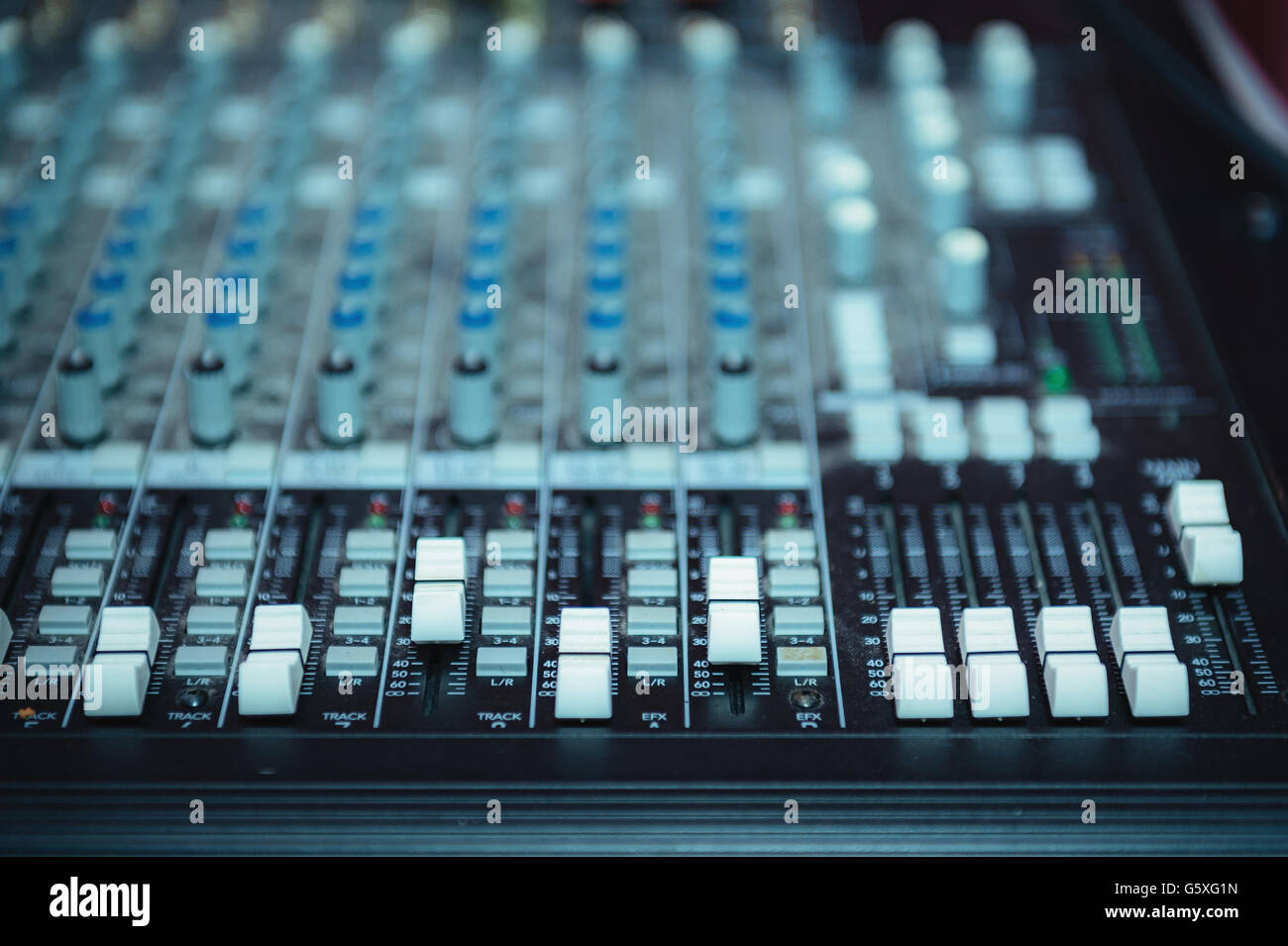 dj turntable, buttons equipment for sound mixer control Stock Photo