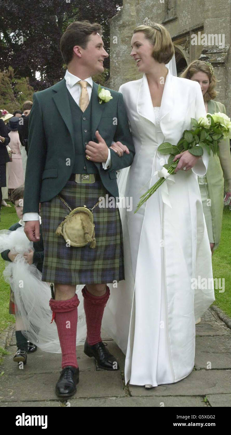 The Duke Of Argyll Torquhil Campbell And Eleanor Cadbury Leave St Mary S Church In Fairford Gloucestershire After Their Marriage Ceremony Stock Photo Alamy