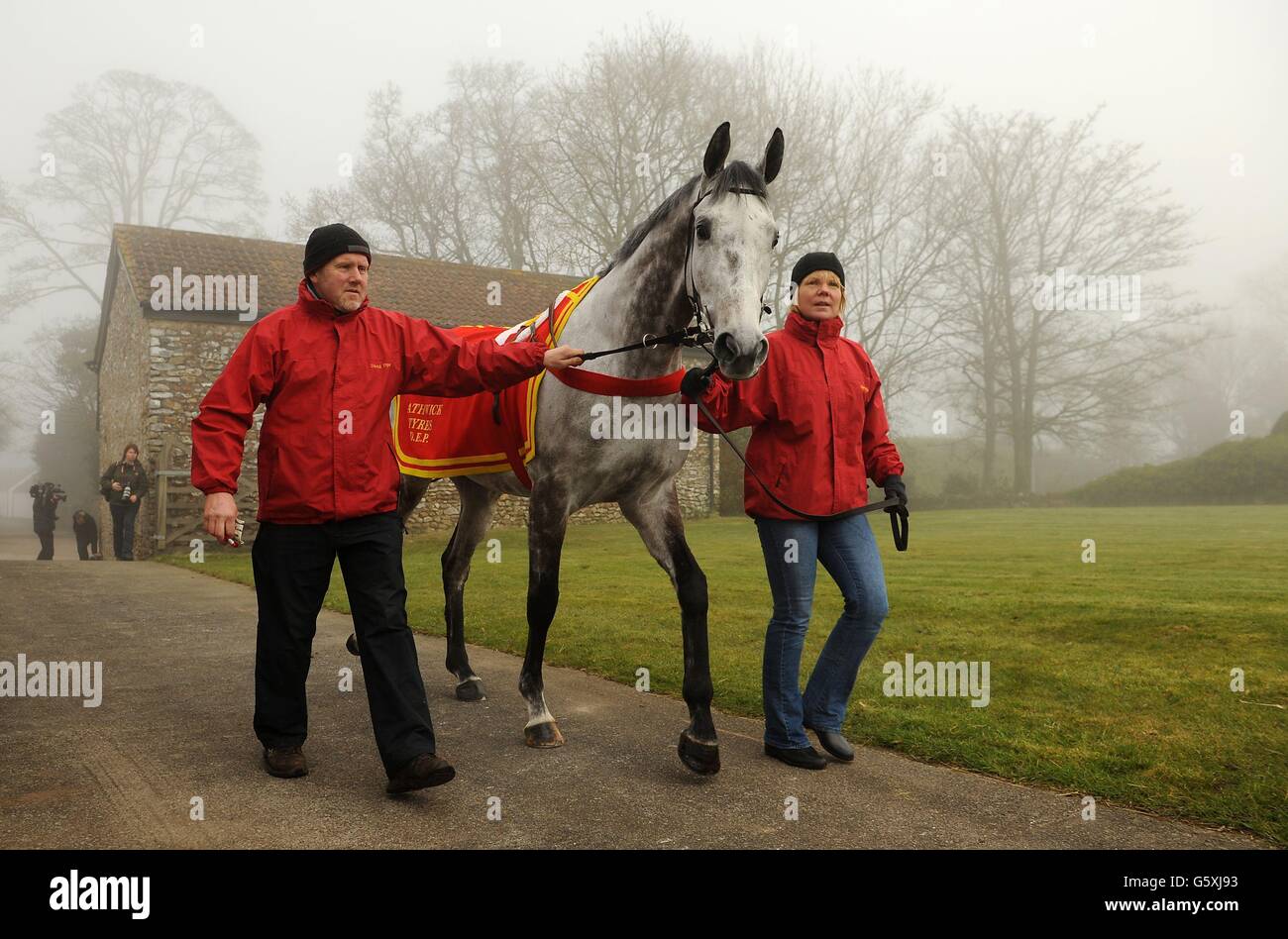 Horse Racing David Pipe Stable Visit Pond House Stock Photo Alamy