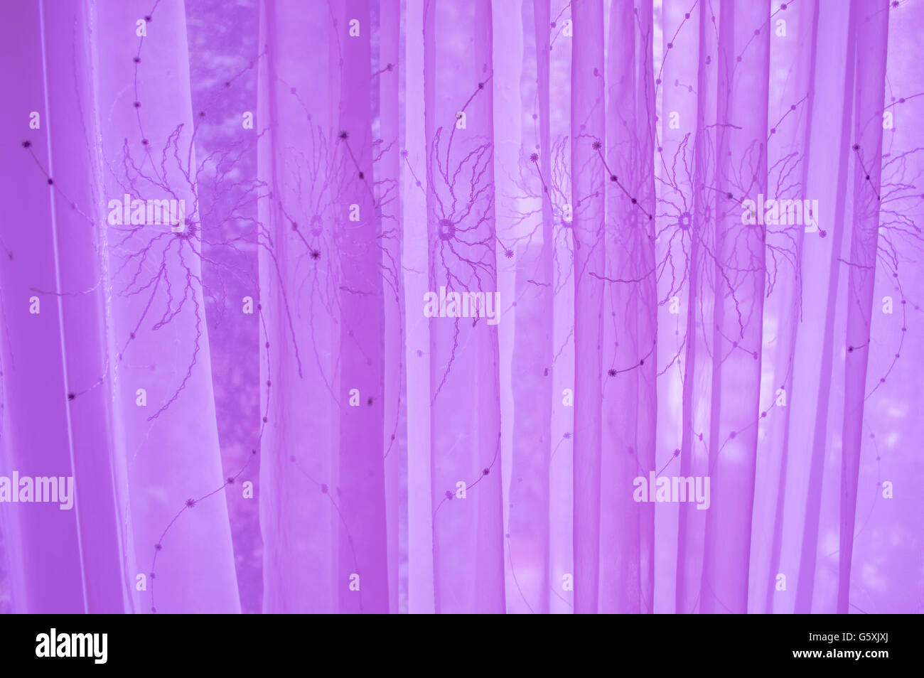 Dreamy curtain with a open window Stock Photo