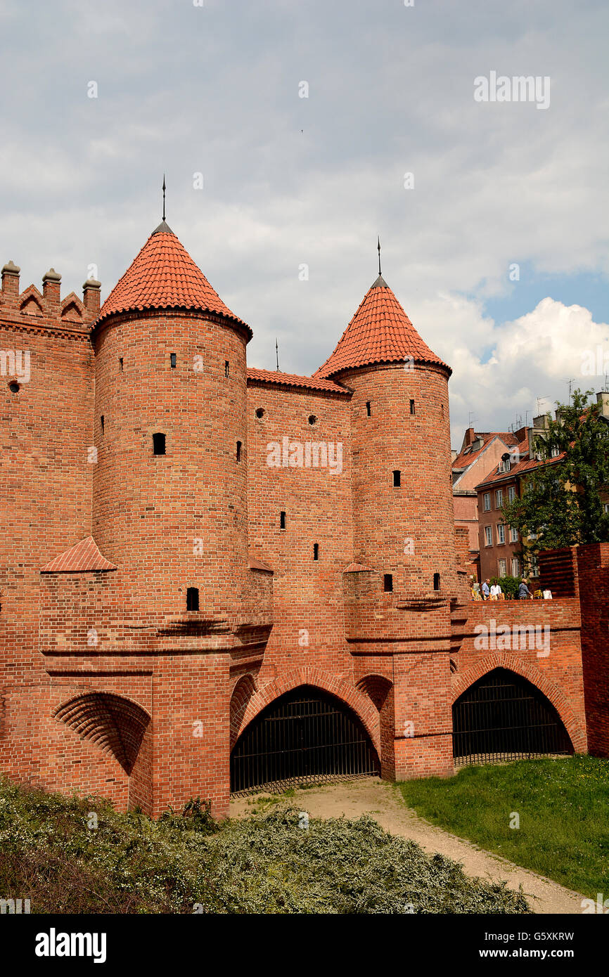 Renaissance Barbican old town Warsaw Masovian Poland Stock Photo