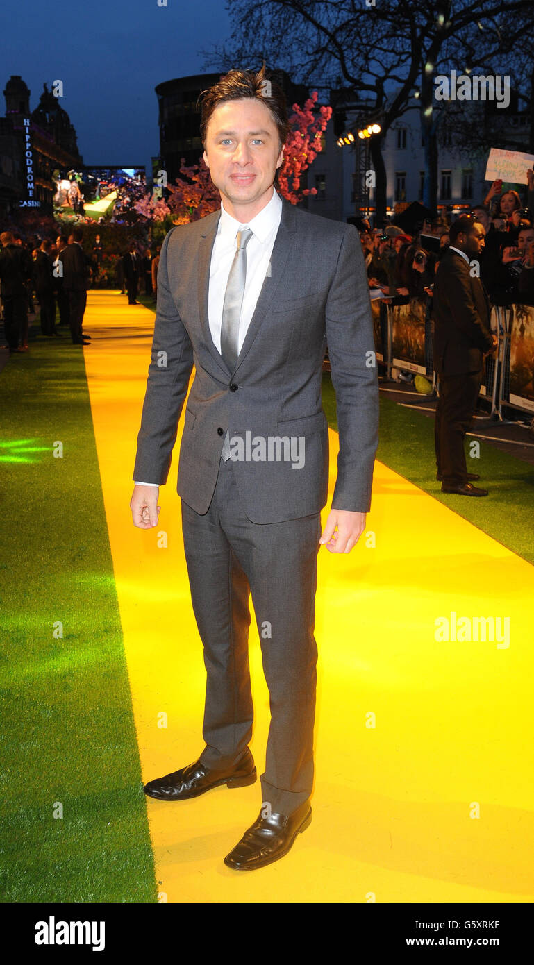 Zach Braff arriving for the European Premiere of Oz The Great and Powerful at the Empire cinema in London. Stock Photo
