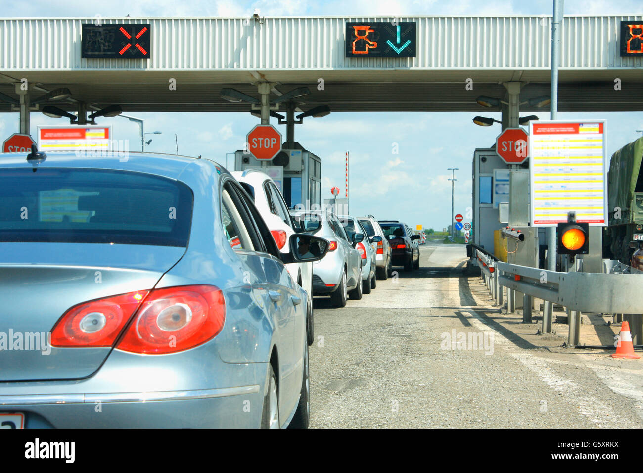 Highway Traffic Jam On Pay Toll Station Stock Photo Alamy