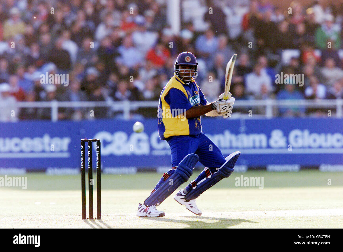 A Sri Lankan cricketer in action during the fourth game in The NatWest triangular series, between England and Sri Lanka at Headingley, Leeds Stock Photo