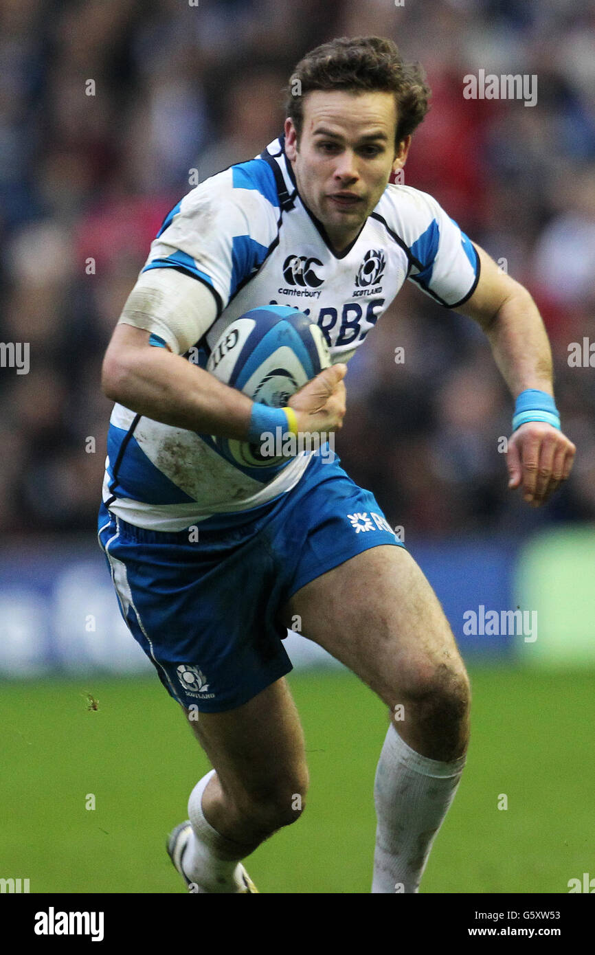 Rugby Union - The Six Nations Championship - Scotland v Italy - Murrayfield. Ruaridh Jackson, Scotland Stock Photo