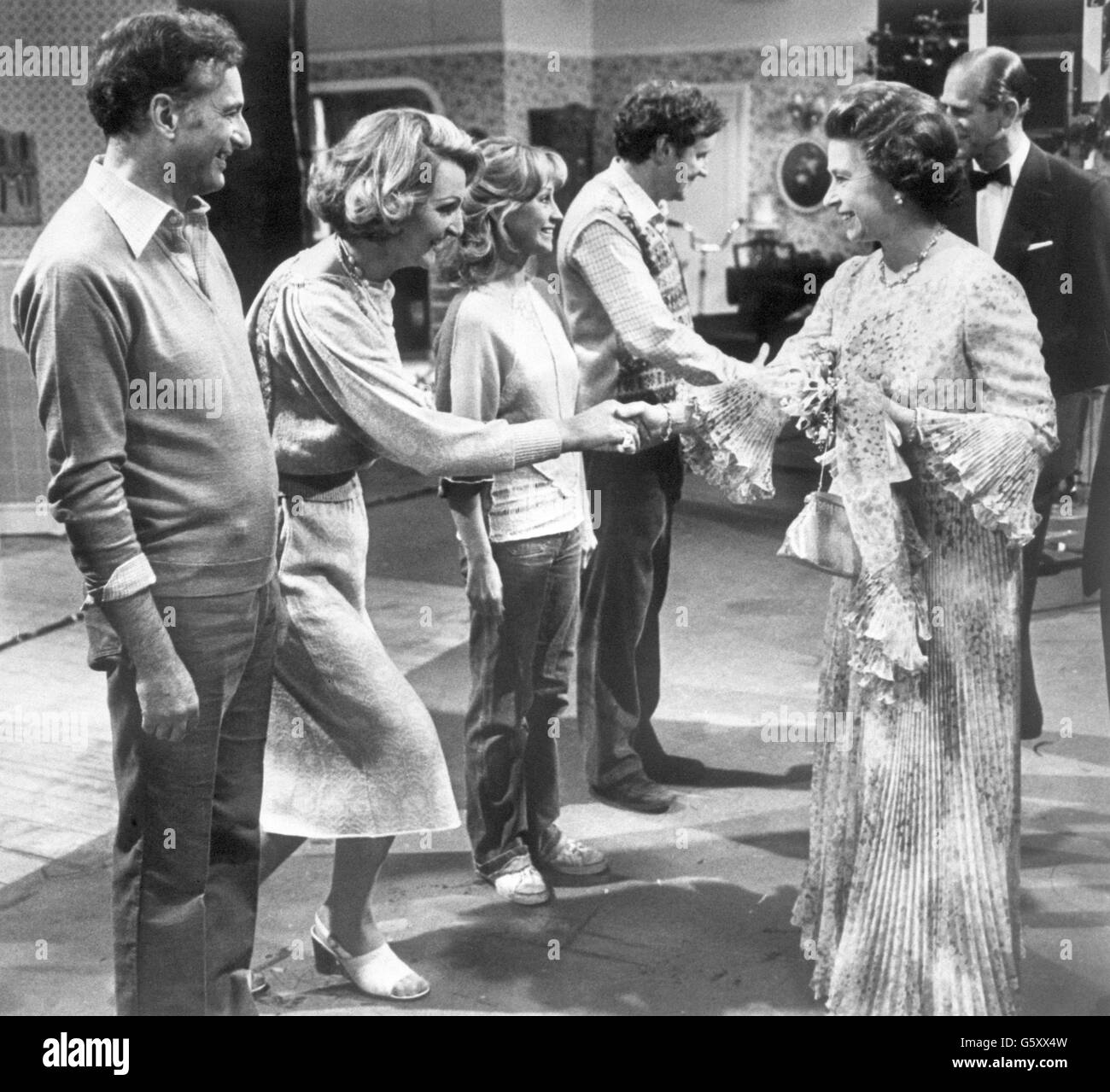 Royalty - Queen and Prince Philip - The Good Life recording - London Stock Photo