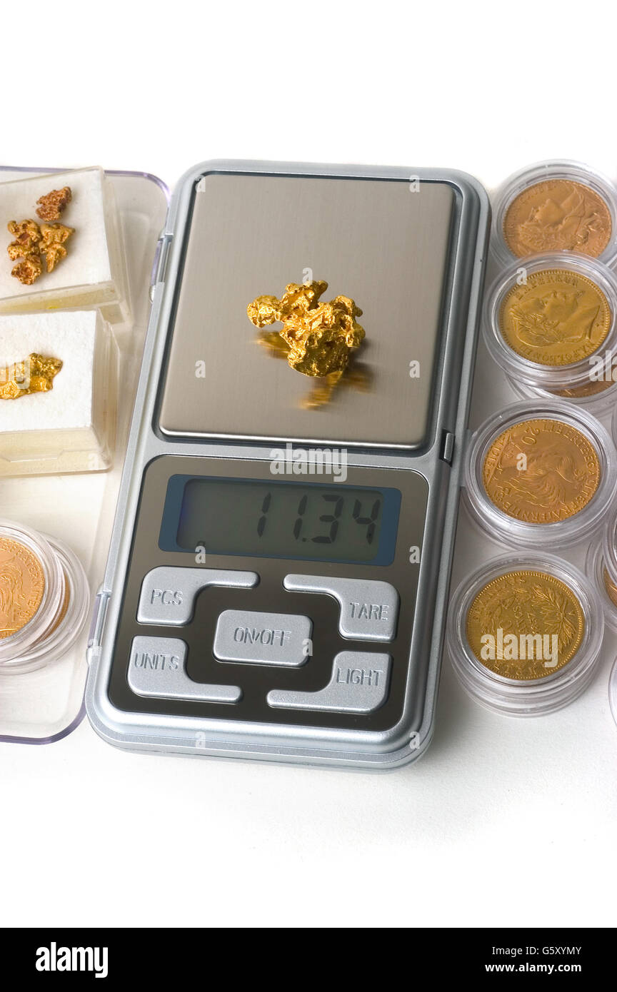precision scales for weighing gold coins or useful nugget for the