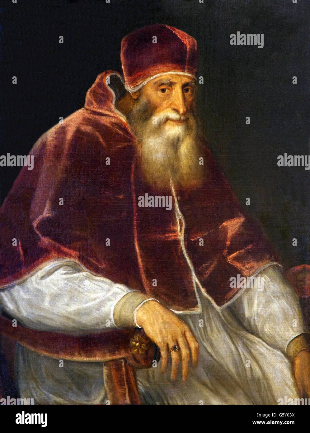 Portrait of Pope Paul III, by Titian, 1548, Hermitage State Museum, Saint Petersburg, Russia Stock Photo