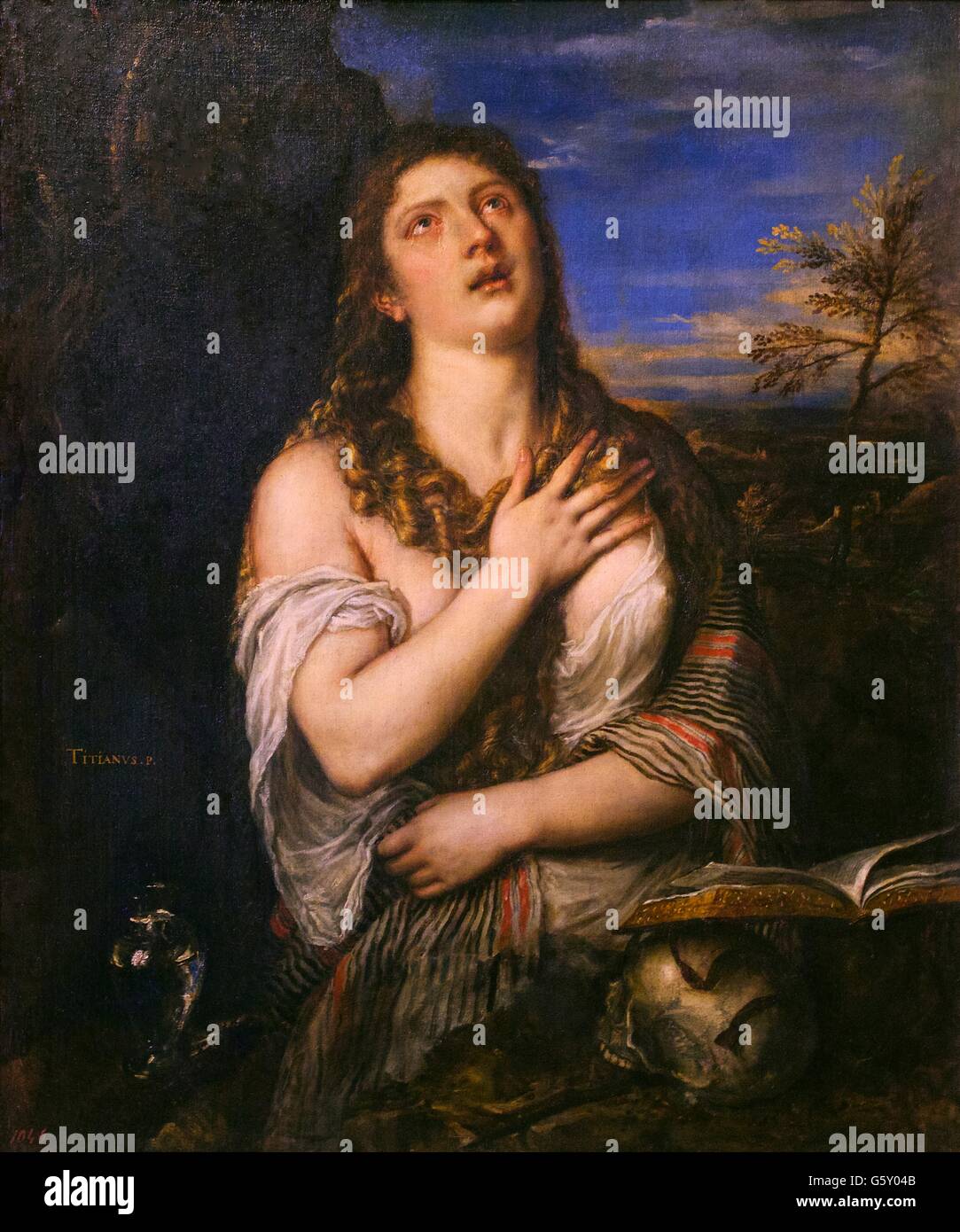 Painting of saint mary magdalene by titian hi-res stock