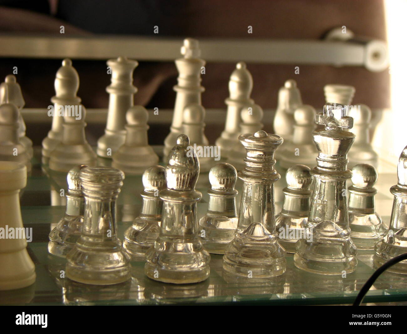 Glass Chess Set Stock Photo Alamy