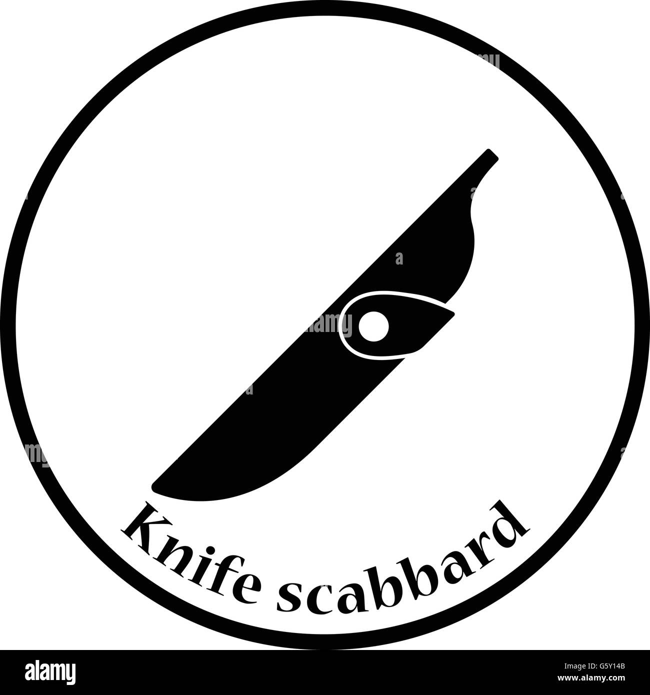 Knife scabbard icon. Thin circle design. Vector illustration. Stock Vector