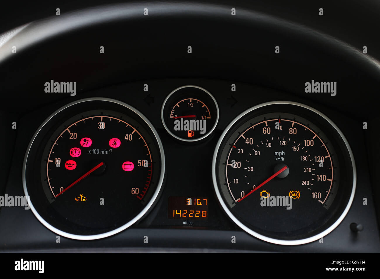 Fuel gauge showing empty hires stock photography and images Alamy