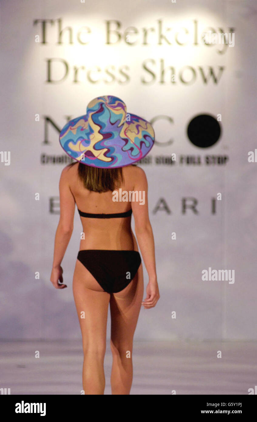 Charlotte Stewart-Brown, 21, a debutante model from 1999, adorns the catwalk during the 50th Berkeley Dress Show held at The Dorchester Hotel on Park Lane in central London. * The show also represents the traditional opening to the year's London Social Season. Stock Photo