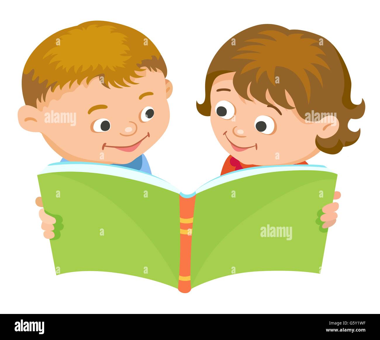 Cartoon kids reading book vector Stock Vector Image & Art - Alamy