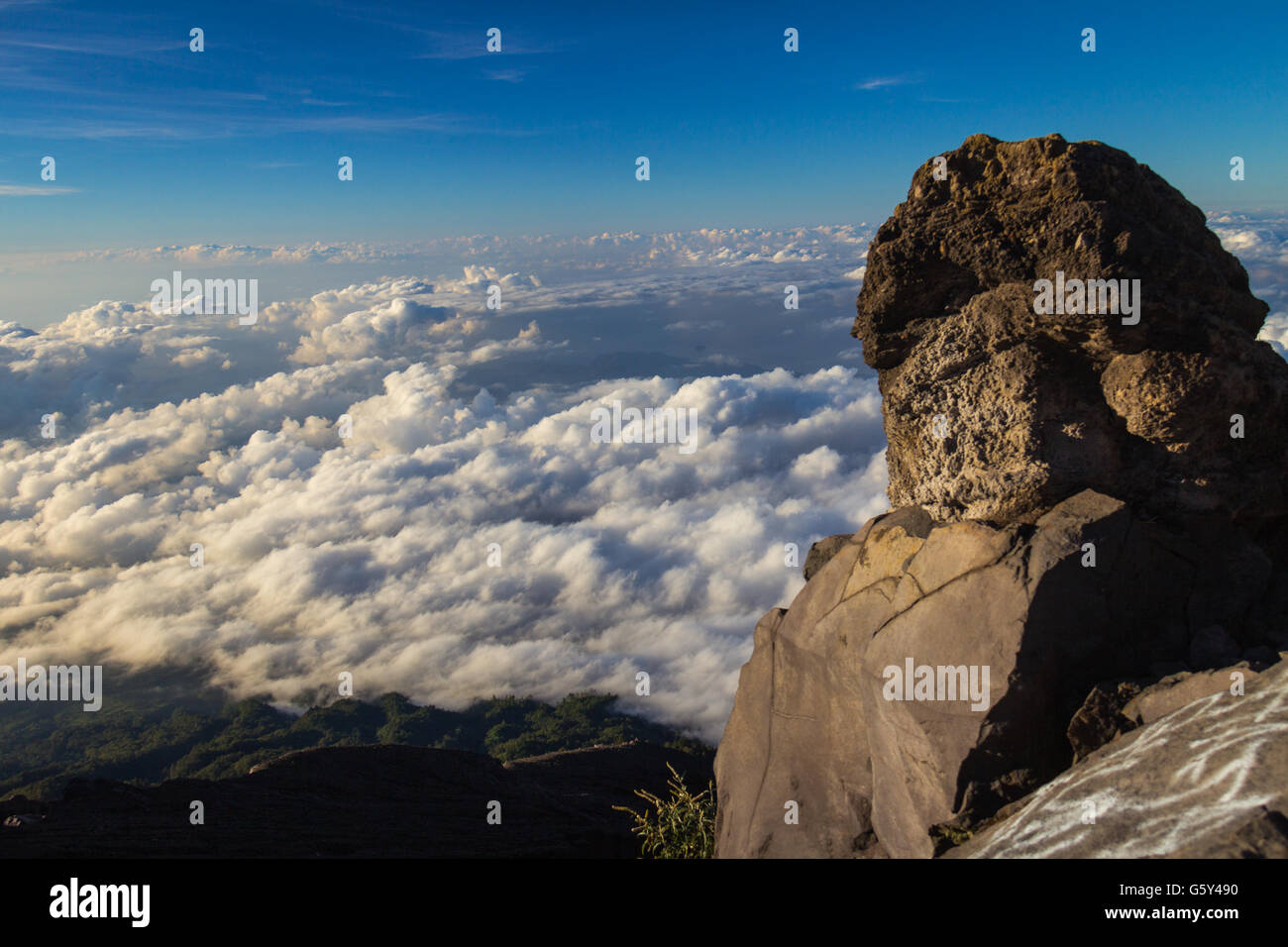 View from the summit of Mount Agung in Bali Stock Photo