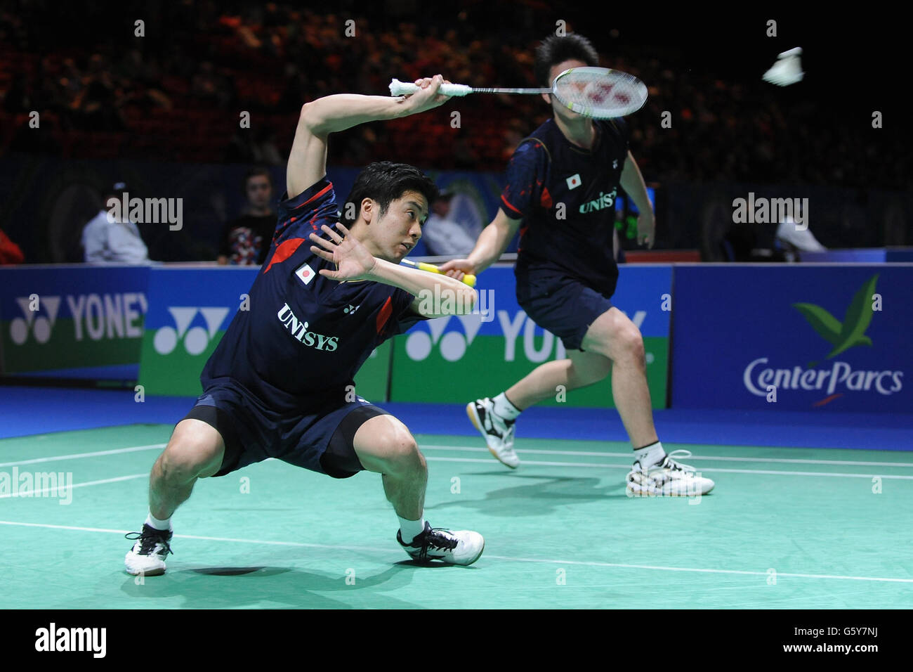 Japan's Hiroyuki Endo (left) and Kenichi Hayakawa during day two of the 2013 Yonex All England