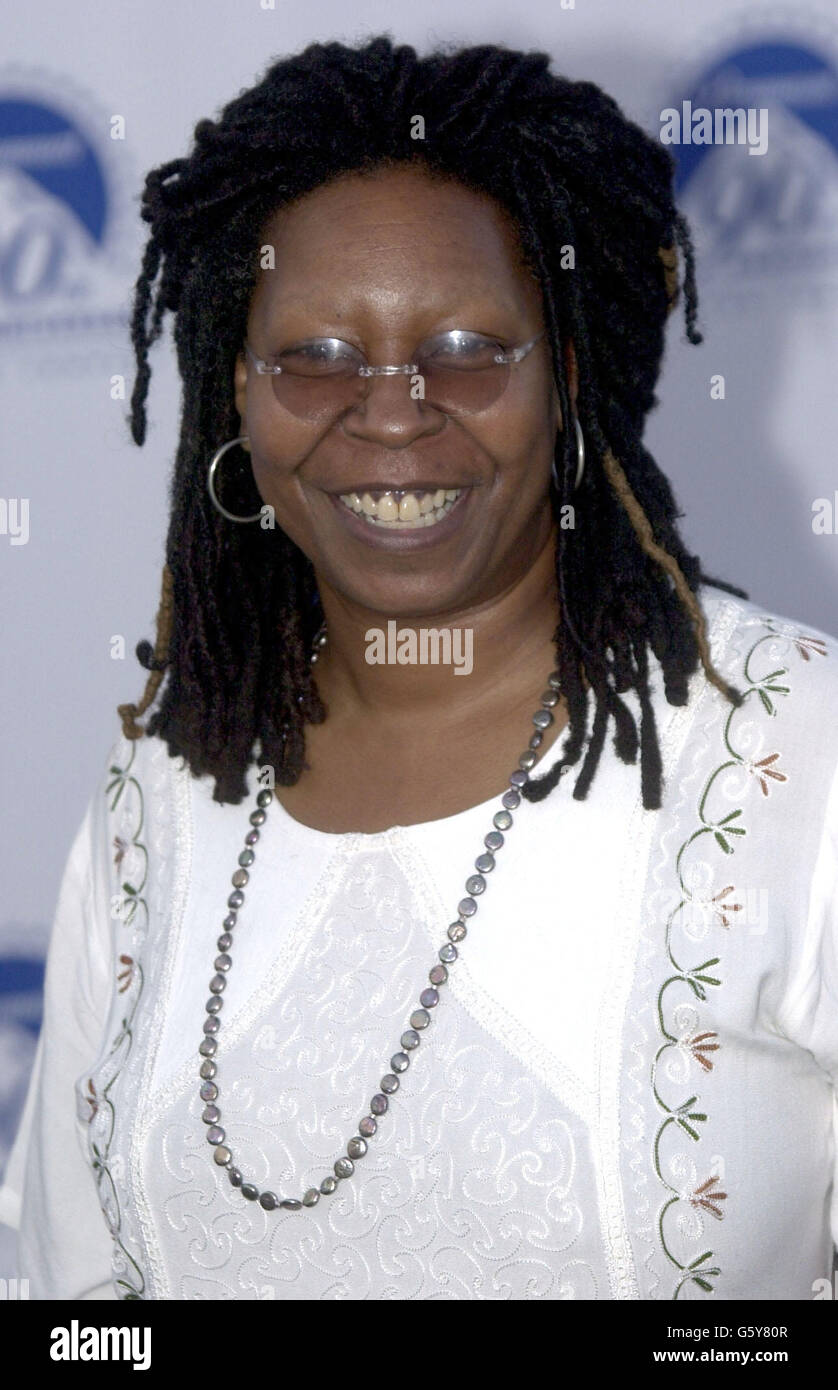 Paramount party - Whoopi Goldberg. Actress Whoopi Goldberg arrives for the Paramount Pictures 90th Anniversary party in Los Angeles. Stock Photo