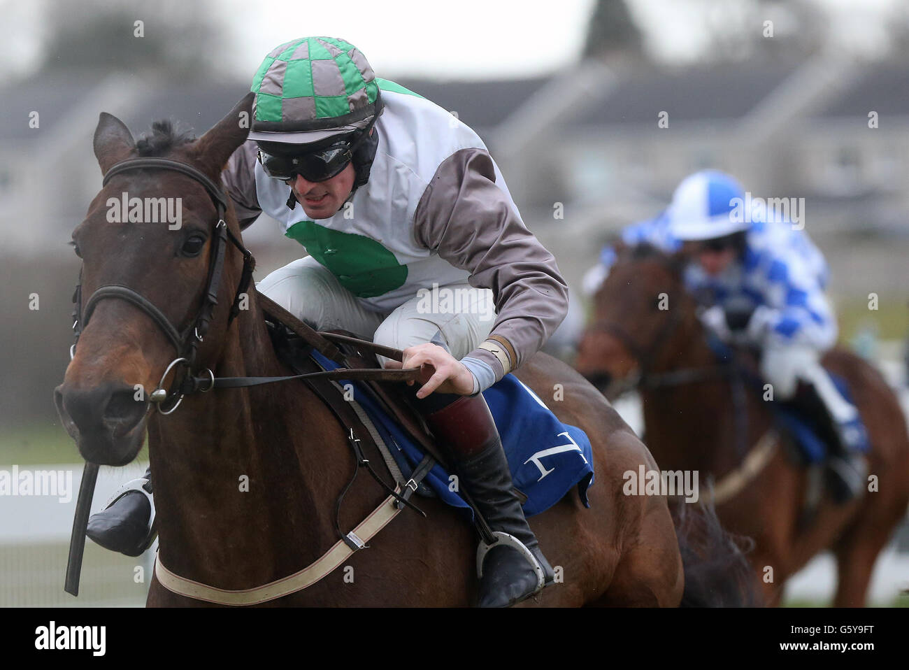 Hidden Future ridden by Sean Flannigan wins The Smullen Transport Supporting Naas GAA Beginners Steeplechase during the Woodlands Park 100 Club Leinster National and Mothers Day at Naas Racecourse, Naas, Ireland. Stock Photo