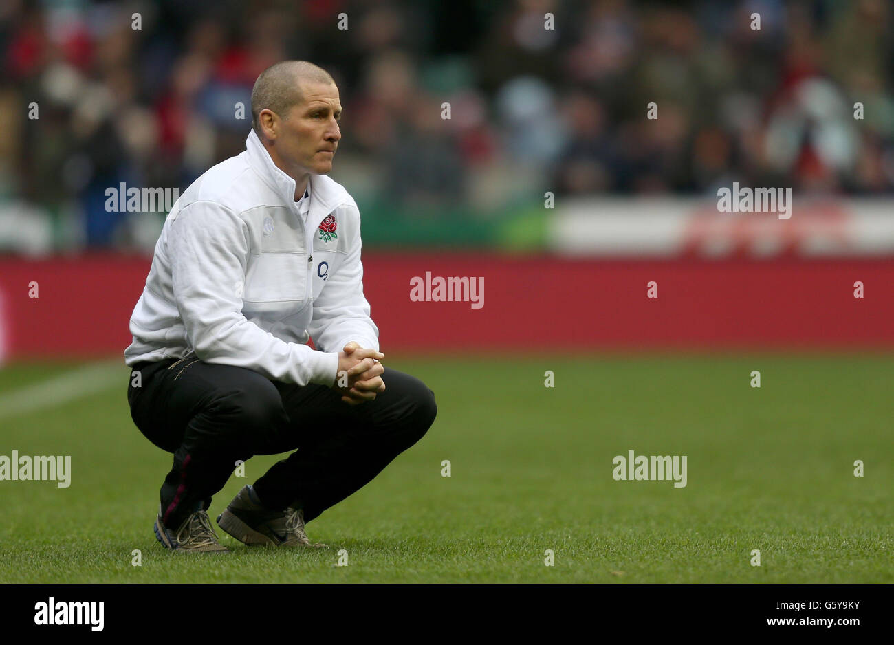 Rugby Union - RBS 6 Nations Championship 2013 - England v Italy - Twickenham. England coach Stuart Lancaster during the RBS Six Nations match at Twickenham, London. Stock Photo